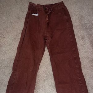 Burgundy boyfriend jeans